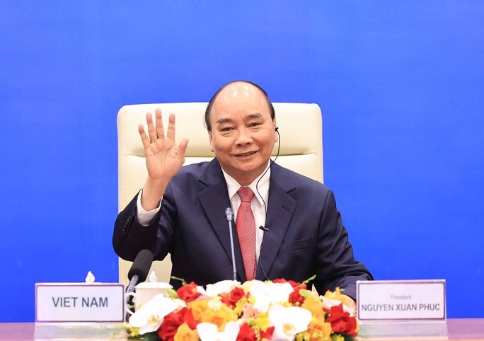 President Nguyen Xuan Phuc attends a virtual informal meeting of APEC leaders on July 16. (Photo: VNA)