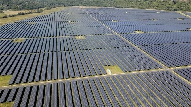 Solar panels at Sao Mai-An Giang Solar Power Plant, An Giang province. (Photo: VNA)