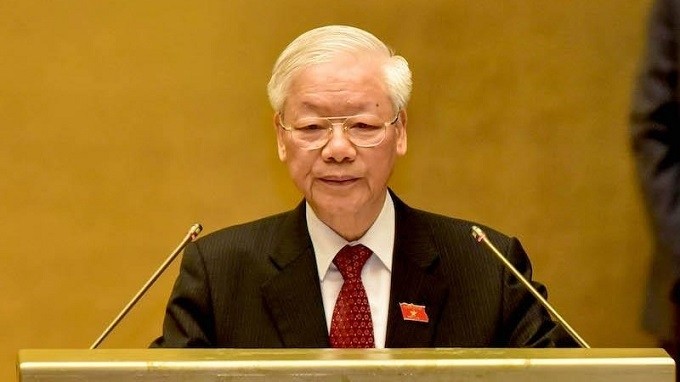 Party General Secretary Nguyen Phu Trong speaking at the opening ceremony of the 15th NA's first session (Photo: NDO)