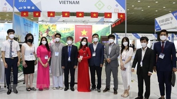 The Vietnamese booth at the 2021 Import Goods Fair in Seoul (Photo: VNA)