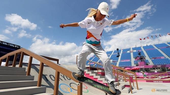 Tokyo 2020 Olympics - Skateboarding Training Session - Ariake Urban Sports Park, Tokyo, Japan - July 24, 2021 Aori Nishimura of Japan in action during training. (Photo: Reuters)