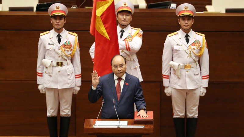 President Nguyen Xuan Phuc takes the oath of office.