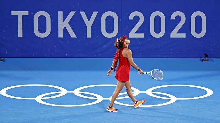 Jul 27, 2021; Tokyo, Japan; Naomi Osaka (JPN) plays Marketa Vondrousova (CZE) in the women's tennis third round singles during the Tokyo 2020 Olympic Summer Games at Ariake Tennis Park. (Photo: USA TODAY Sports)