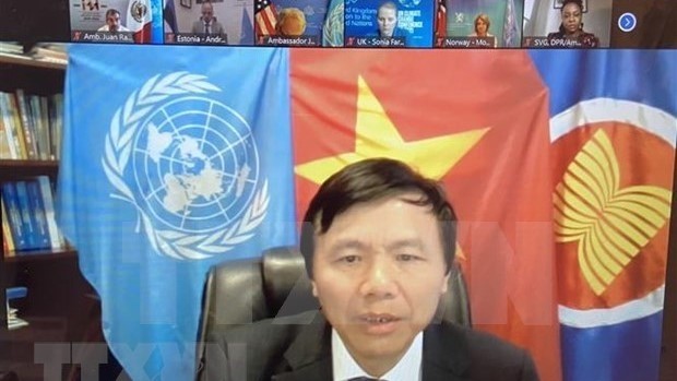 Head of the Vietnamese Permanent Mission to the UN, Ambassador Dang Dinh Quy at the meeting (Photo: VNA)
