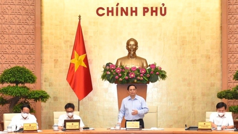 Prime Minister Pham Minh Chinh speaks at the meeting (Photo: NDO/Tran Hai)