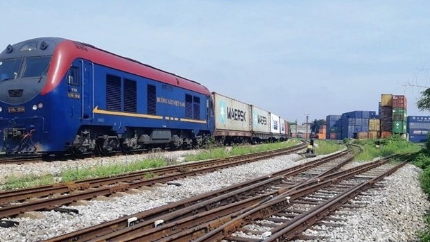The first container freight train from Vietnam to Belgium. (Photo: VNA)