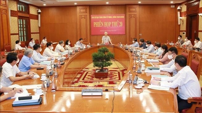 General Secretary of the Communist Party of Vietnam Nguyen Phu Trong chairs the 20th meeting of the Central Steering Committee for Corruption Prevention and Control. (Photo: VNA)