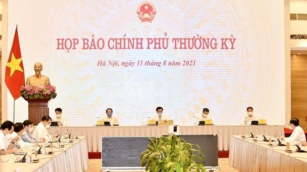 At the monthly government press conference in Hanoi. (Photo: VNA)