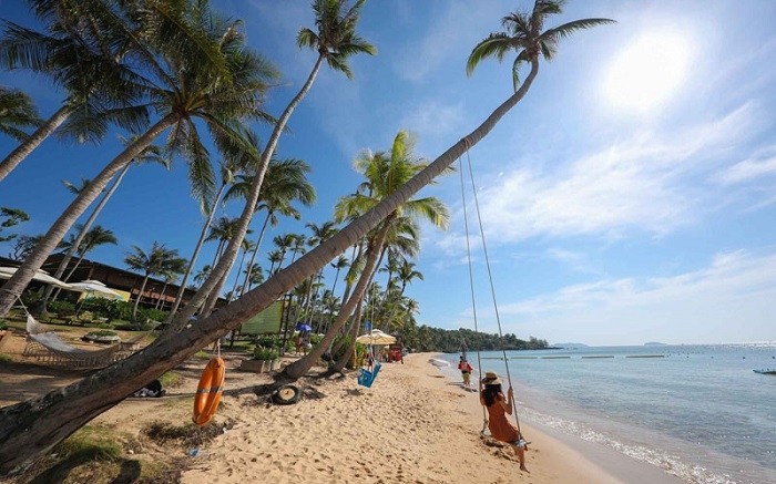 Phu Quoc has may beautiful beaches with white sand and inviting turquoise waters