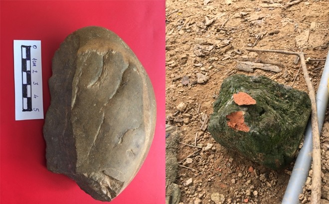 Objects unearthed at the site (Photo: Bao Yen Bai)