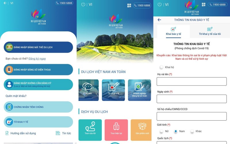 Mobile app “Du lich Viet Nam an toan” (Travel Vietnam safely) now allows users to fill in health declaration without switching to another platforms. (Photo: vietnamtourism.gov.vn)