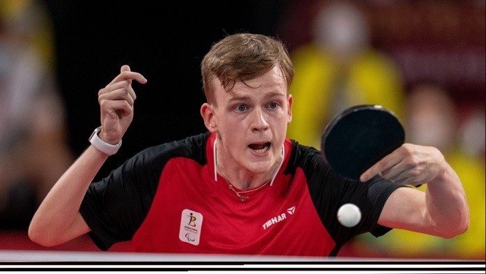 Laurens Devon in action against Lin Ma in the Table Tennis Men's Singles Class 9 Gold Medal match at the Tokyo Metropolitan Gymnasium in Tokyo on August 28, 2021. (Photo: Olympic Information Services)
