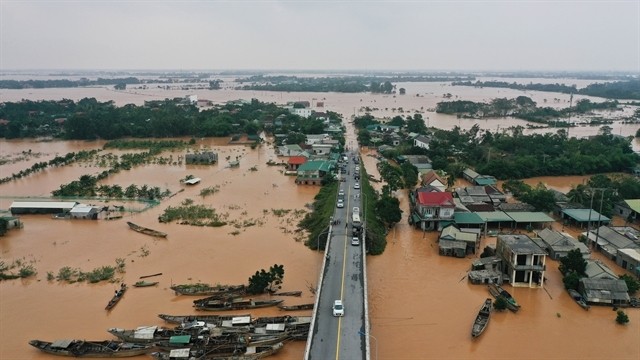 A flooded area in Trieu Phong District, the central province of Ha Tinh, in October 2020, following heavy downpours. (Photo: VNA)