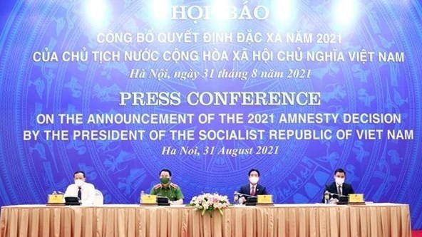 The press coference to announce the President's amnesty decision on August 31 (Photo: VNA)