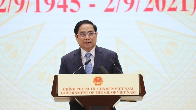 Prime Minister Pham Minh Chinh at the ceremony to mark Vietnam's National Day (Photo: VNA)