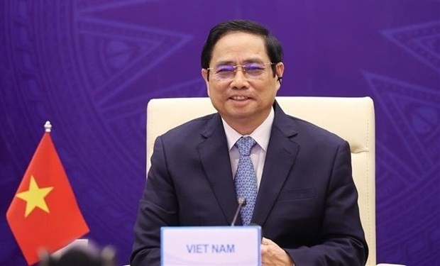 PM Pham Minh Chinh speaking at the 7th GMS Summit. (Photo: VNA)