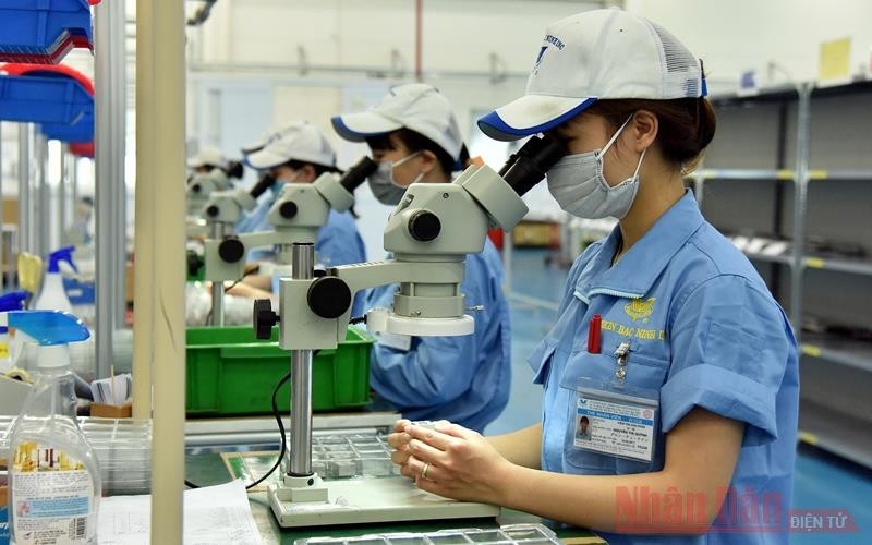 A total of 1,293 employees from 14 units received support in training, fostering and improving vocational skills to maintain their jobs. (Photo: Nguyen Dang)