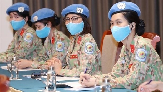 Vietnamese female officers and soldiers prepare to join the UN peacekeeping force. (Photo: VNA)