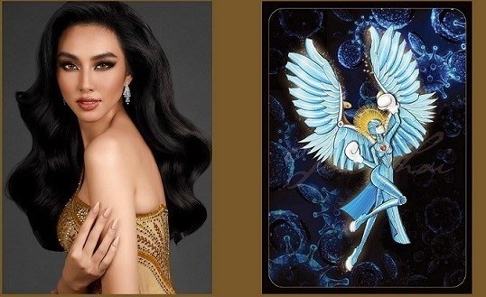 Vietnamese beauty Nguyen Thuc Thuy Tien and "Angel" costume. (Photo courtesy of  Nguyen Thuc Thuy Tien)