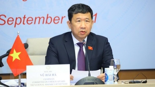 Vu Hai Ha, Chairman of the Vietnamese NA’s Foreign Affairs Committee speaking at the conference. (Photo: VNA)