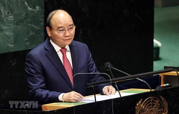 President Nguyen Xuan Phuc speaks at the 76th session of the UN General Assembly. (Photo: VNA)