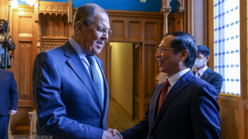 Vietnamese Minister of Foreign Affairs Bui Thanh Son and his Russian counterpart Sergei Lavrov (Photo: VNA)