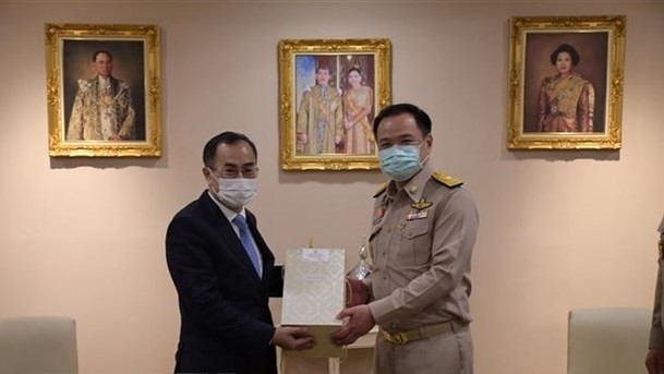 Deputy Prime Minister and Health Minister of Thailand Anutin Charnvirakul (R) and Vietnamese Ambassador to Thailand Phan Chi Thanh (Photo: VNA)
