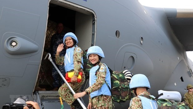 Doctors of Level-2 Field Hospital No. 1 depart for the UN peacekeeping mission in South Sudan on October 15, 2018. (Photo: VNA)