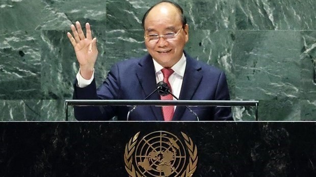 President Nguyen Xuan Phuc at the High-level General Debate of the 76th session of the United Nations General Assembly. (Photo: VNA)
