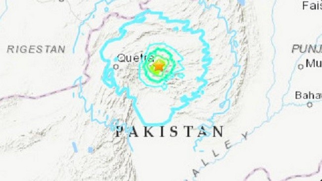 The epicenter of magnitude 5.7 earthquake in Pakistan. (The Jakarta Post/Twitter)