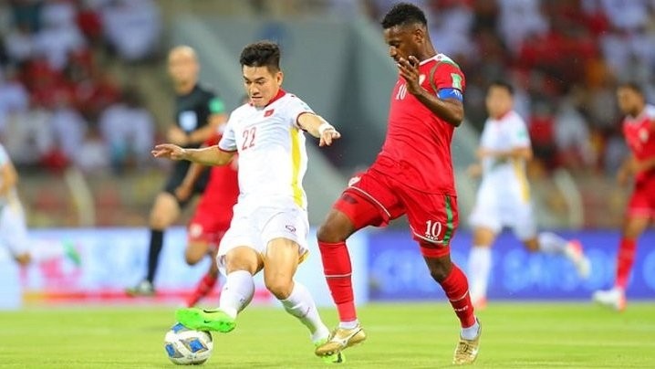 Vietnam's Nguyen Tien Linh in action during the match. (Photo: VFF)