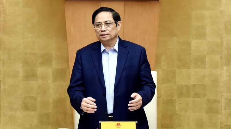 Prime Minister Pham Minh Chinh speaking at the meeting (Photo: Tran Hai)