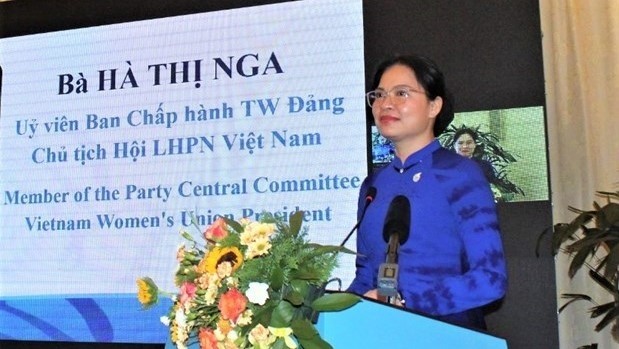Ha Thi Nga, President of the Vietnam Women’s Union (VWU), speaks at the event. (Photo: VNA)