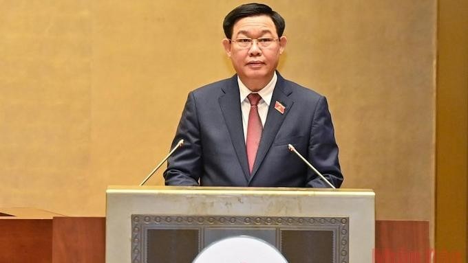 National Assembly Chairman Vuong Dinh Hue speaks at the opening of the 15th NA’s second session. (Photo: NDO)