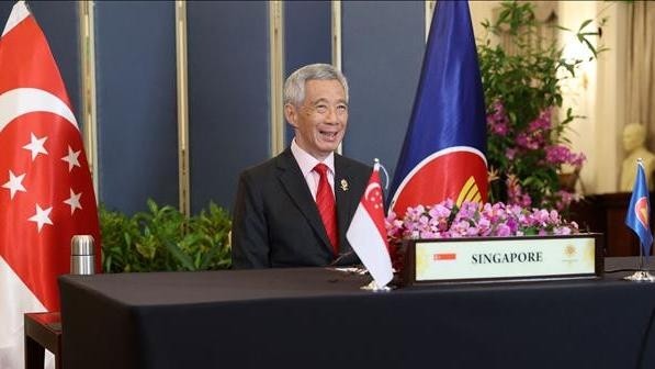 Singaporean Prime Minister Lee Hsien Loong attends the virtual ASEAN-US Summit on October 26. (Photo: AFP/VNA)