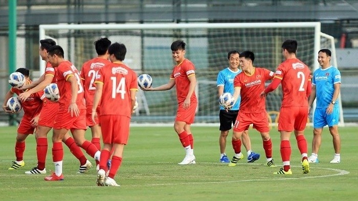 Vietnamese players in action during a training camp. (Photo: Vietnam Football Federation)