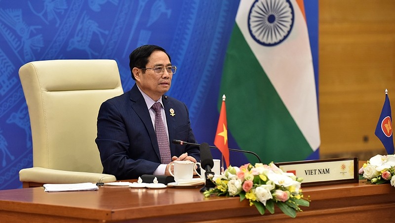 PM Pham Minh Chinh at the 18th ASEAN - India Summit (Photo: Tran Hai)