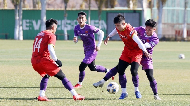 Vietnam U23 team during a training camp in Kyrgyzstan. (Photo: Vietnam Football Federation) 