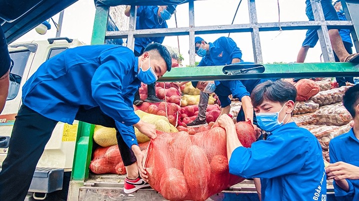 Youth union members help to promote consumption of farming products