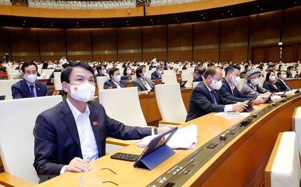 The delegation of deputies of Cao Bang province at the session. (Photo: VNA)