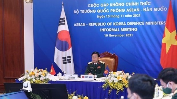 Vietnamese Minister of National Defence General Phan Van Giang at the ASEAN-RoK Defence Ministers’ Informal Meeting held virtually on November 10. (Photo: VNA)