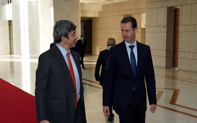 Syrian President Bashar al-Assad (right) receives UAE Foreign Minister Al-Nahyan in Damascus on November 9. (Photo: Reuters)