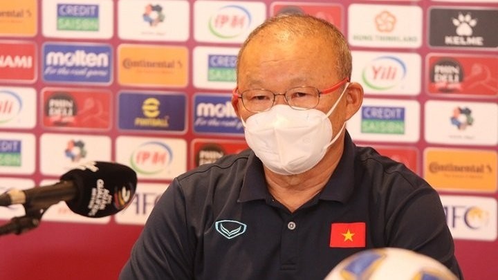 Vietnam head coach Park Hang-seo speaks during a press conference on November 15.