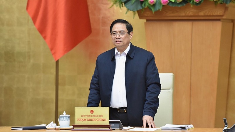 Prime Minister Pham Minh Chinh speaking at the meeting (Photo: Tran Hai)