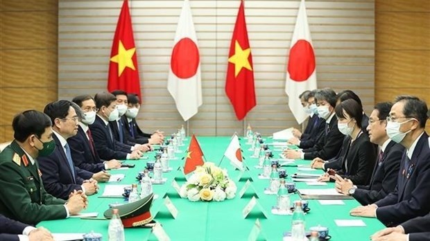 Talks between Prime Minister Pham Minh Chinh and Prime Minister Kishida Fumio (Photo: VNA)