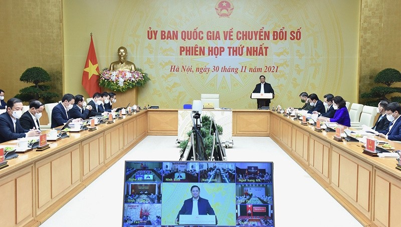 PM Pham Minh Chinh at the meeting of the National Committee on Digital Transformation (Photo: Tran Hai)