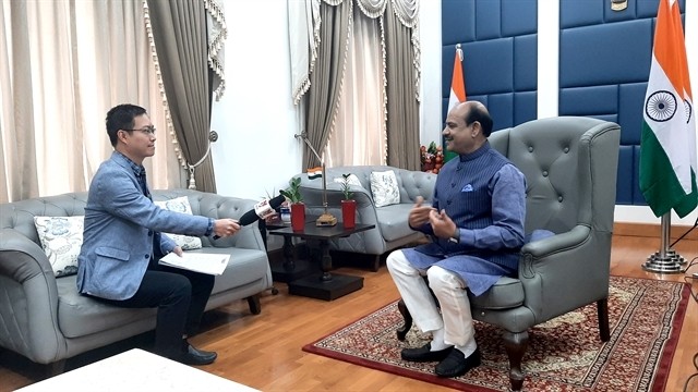 Speaker of the Lok Sabha (House of Representatives) of India Om Birla gives an interview to Vietnam News Agency correspondent in India. (Photo: VNA/VNS)