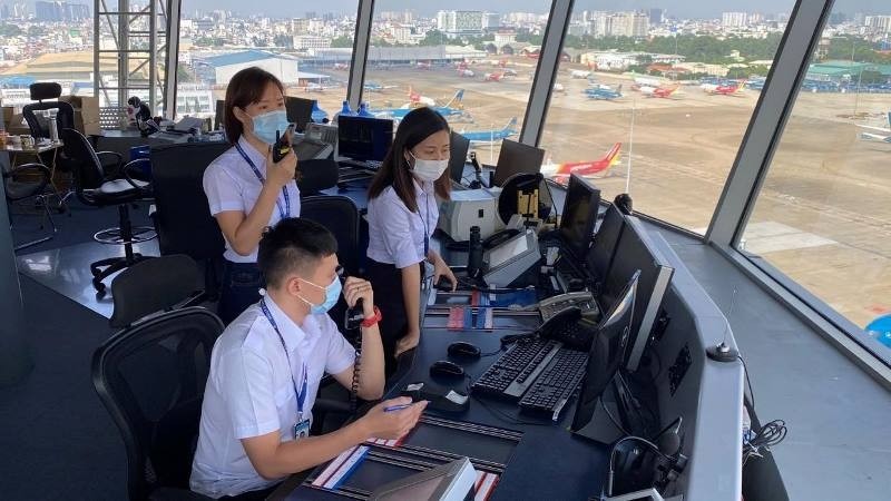 Air traffic controllers at Noi Bai International Airport