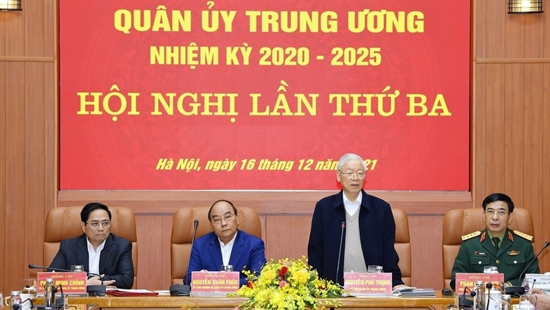 Party General Secretary Nguyen Phu Trong speaking at the meeting. (Photo: VGP)