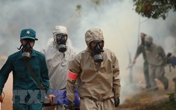 A chemical warfare exercise in Hanoi. (Photo: VNA)